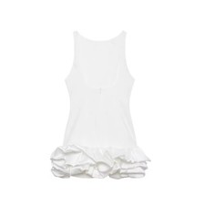 Vestito Elegante Con Balze Bianco- Simil Zara Taglia Unica