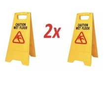 2x Caution Slippery Surface Warning Hazard Safety Standing Wet Floor Yellow Sign