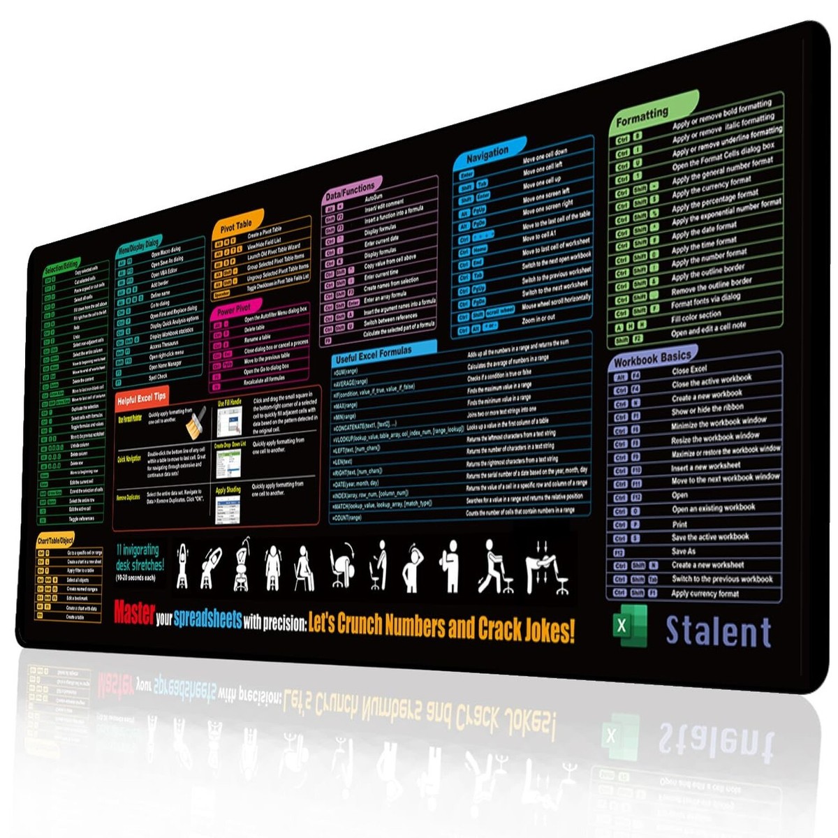 Excel Cheat Sheet Desk Mat, 31.5