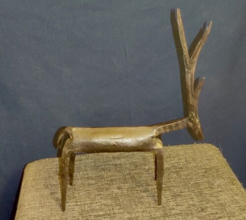 Gorgeous Pair of Primative Brutalist Art Wrought Iron Handmade Deer Antelope - Picture 5 of 10