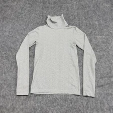 Athleta Top Womens XS Light Grey White Flurry Peak Base Layer Turtleneck Sporty