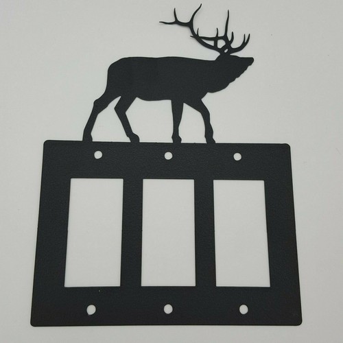 Wildlife Elk Black Outlet Covers Switch Plates Toggle Country Western Cabin - Picture 18 of 19