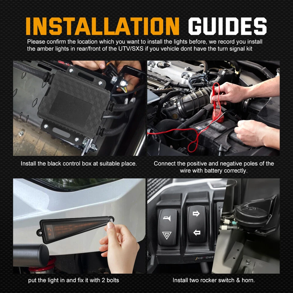 Kit intermitente señal de giro legal para calle Plug & Play sin orificios para Polaris Ranger 1000 Foto 3 de 4