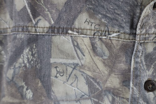 Vintage Streetwear Mens XL Faded Camouflage Cut Off Collared Button Shirt Cotton - Picture 5 of 11