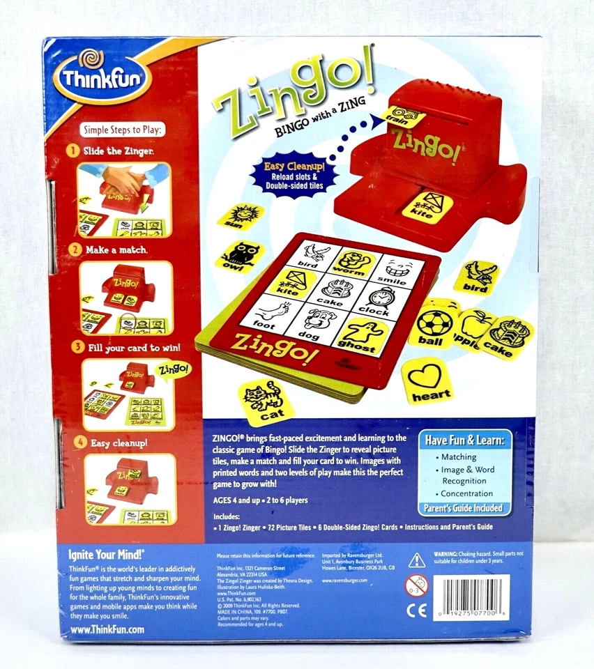 ThinkFun Zingo! Bingo with a Zing Matching Game Award Winning Family Fun Ages 4+ - Image 3 of 4