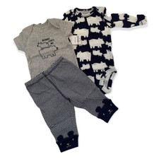 3 Months Carter's Bear Stripe Print 3 Piece Infant Set Long Sleeve Pants