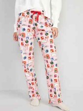 NWT Old Navy Flannel Pajama Pants Sleep Lounge Holiday Delivery Stamps Women XL