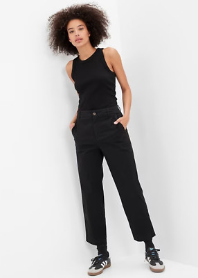 NWT GAP $59.99 Women's High Rise Girlfriend Khakis, Black, Sz 4