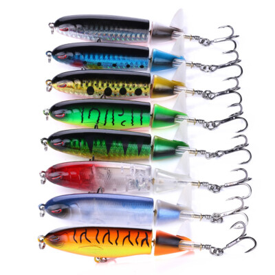 8PCS Lot Wobbler Popper 10cm/13.5g Floating Bait Rotating Tail Fishing Lure Set