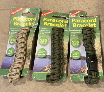 Coghlans Paracord Bracelet 1406 * Professional Grade 550 Type 3 *NEW * 3-pcs