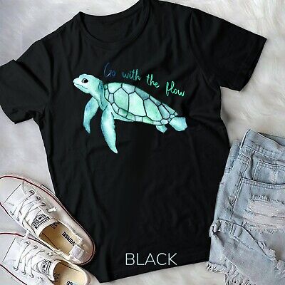 Sea Green Turtle Watercolor, Go With The Flow, Funny T-Shirt Sea Green Turtle Watercolor, Go With The Flow, Funny T-Shirt