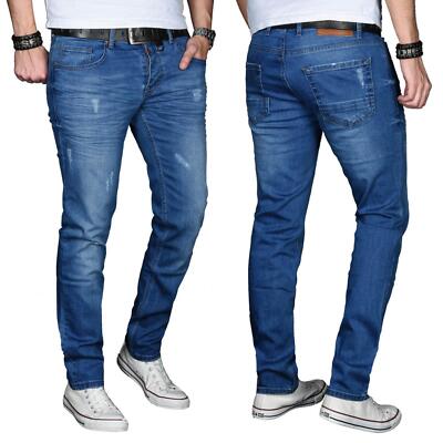 A. Salvarini Designer Herren Jeans Hose Basic Stretch Jeanshose Regular Slim NEU