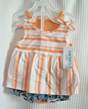 Carter's Baby Girl 3-PC Tank, Bodysuit Diaper Cover Orange/Blue Select Size NWT