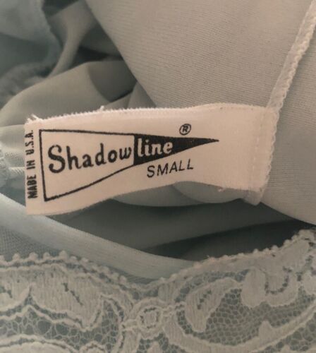 SHADOWLINE Nylon Long Gown Nightgown Blue Flutter Sleeve Lace Embroidery Women S - Picture 18 of 19