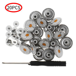 12Pcs Button for Sewing Metal Jeans,17mm No-sew Nailess Removable Metal Jean Buttons Replacement Repair Combo Thread Rivets and Screwdrivers 