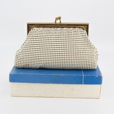 Vintage 1960s WHITING DAVIS purse - off white glomesh - in original box