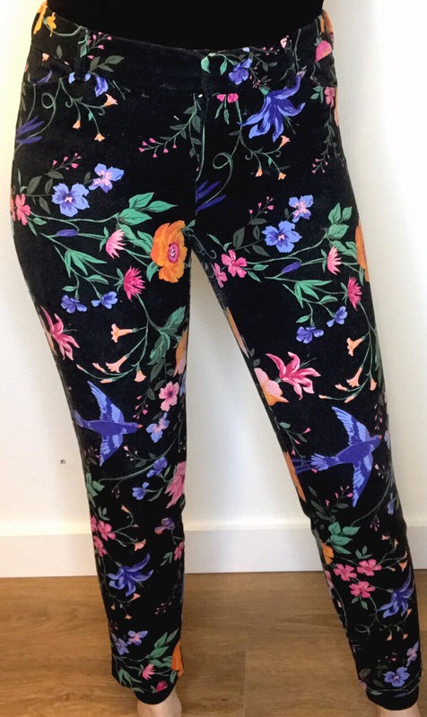 Old Navy 4 Pixie Black Colorful Bird Floral Stretch Cotton Boho Jeans Pants