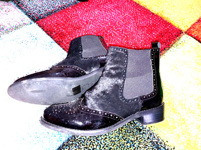 DAMEN DESIGNER STIEFELETTE GR. 39 Lack mit echtem Fell VERA MODA 1 X getragen