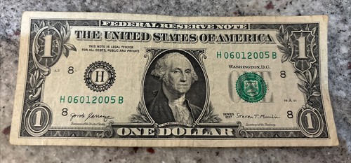 June 1st 2005 Birthday Note 06012005 Fancy Serial Number One Dollar Bill 2017 - Picture 3 of 5