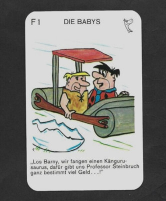 1967 German Hanna-Barbera The FLINTSTONES #F1 Fred & Barney Driving Card NM