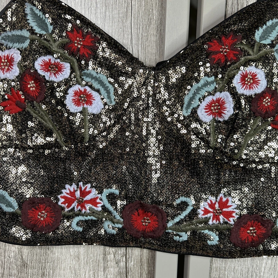 Guess Sequined Bustier Womens Size M Cami Sequined Embroidered Cocktail Party - Image 3 of 4