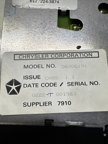 D•54 Vintage Chrysler AM/FM Stereo Cassette Deck in Dash Head Unit PN #56006191 - Picture 8 of 9