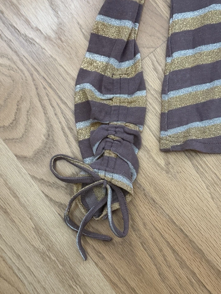 J.O.A. Suéter Cuello Alto Rayas Marrón Claro Plata Dorado Talla S Nunca Usado Sin Etiqueta Foto 3 de 4