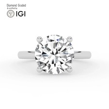 Round Diamond Engagement Ring 18k White Gold Labgrown 5 Ct Solitaire