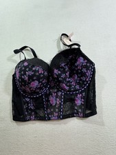 Victorias Secret Dream Angels Lightly Lined Floral Lace Mesh Corset Top M DD New