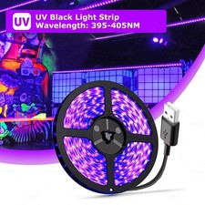 UV LED Strip Light 395-405nm Flexible USB Blacklight Glow Party Neon Lamp USA