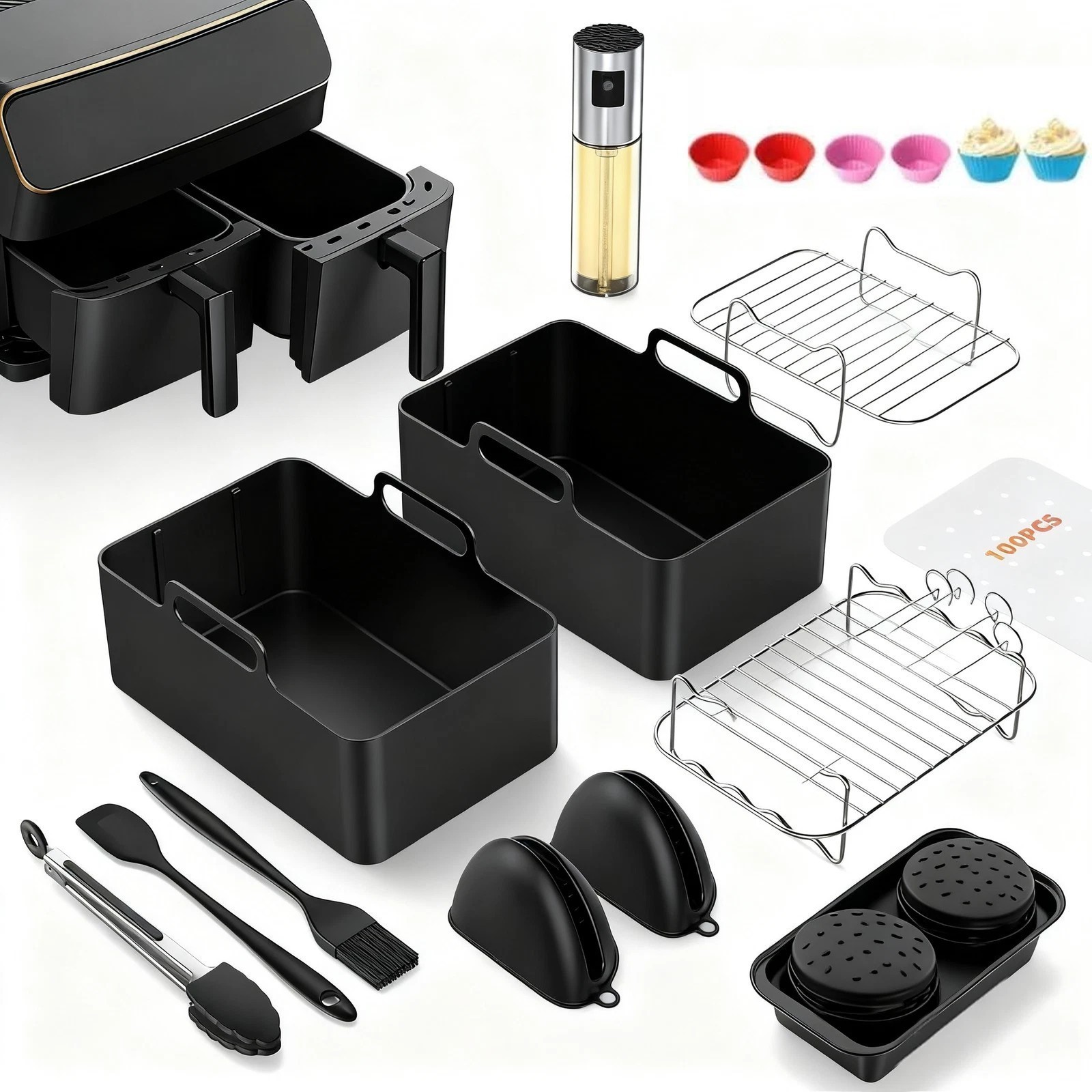 18 Piece Air Fryer Accessories Set Nonstick Dishwasher Safe & Durable Party,q
