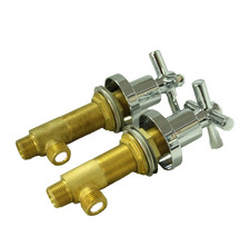 Bath Side Valve Taps Pair Modern Deck Mounted 3/4" Hot & Cold Water Chrome