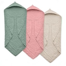 Hooded Baby Towels Newborn 35x35 Inch 3 Pack 100 Muslin Cotton Bath Soft