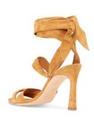STAUD Womens Brown Ankle Wrap Tie Rellie Flare Leather Heeled Sandal 35.5