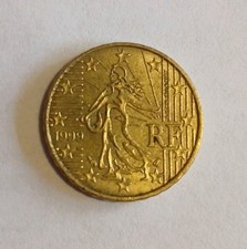 1999 French 10 Euro Cent Featuring The Sower Made Of Brass Collectible Coin
