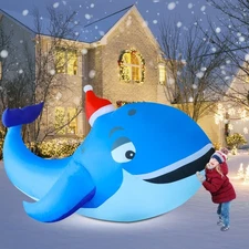10 FT Christmas Inflatable Outdoor Decorations, Blow Up Whale Inflatables wit...