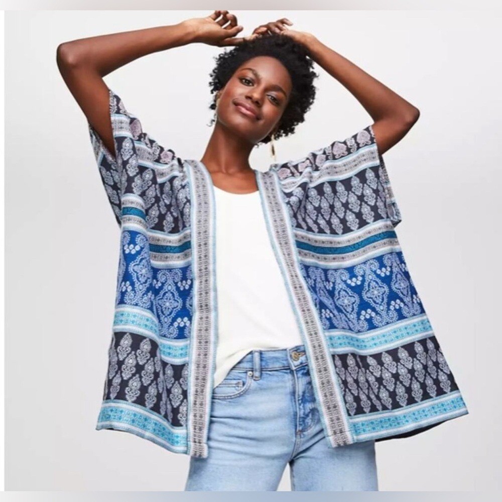 Loft Multicolor Patterned Kimono - image 4