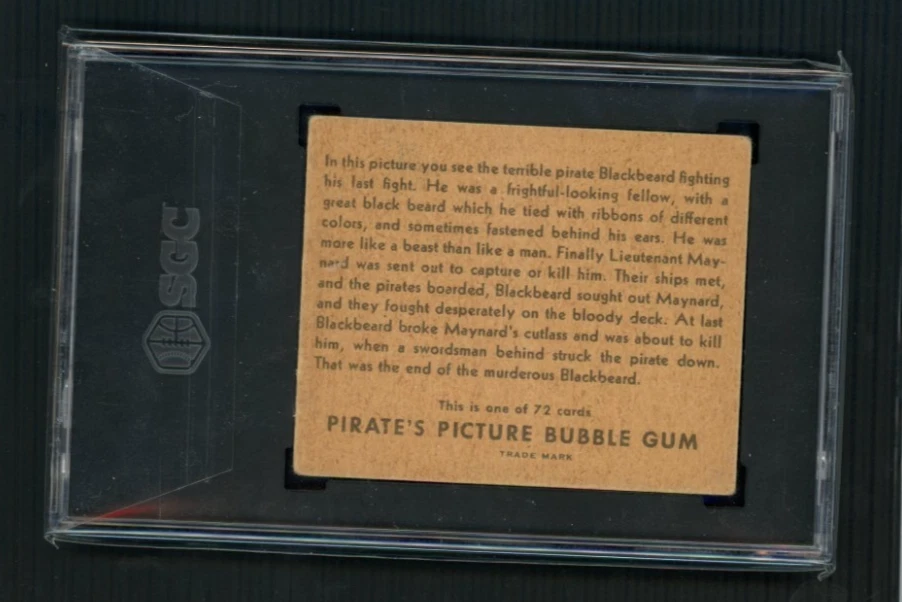 1937 Gum Inc. Card # 13 - Captain Edward Teach Blackbeard 's End- Graded SGC 2 - Image 2 of 2