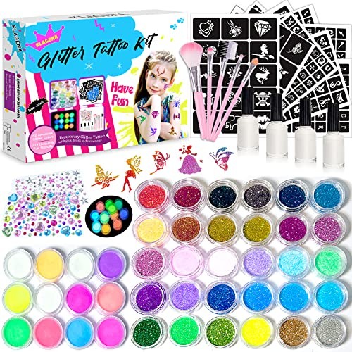 Kit tatouage paillettes enfant hypoallergénique 42 couleurs pour la peau