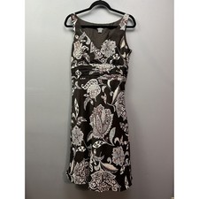 Ann Taylor Dress Womens 8 Brown Paisley Floral V-Neck Pleated Waist Sheath 11460
