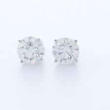 Stud Earrings Classic Solid 14K Yellow Gold 4.50 CT Round Natural Diamond D I1