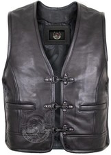 Bikers Enthusiast Black Leather Vests Motorcycle Vest Conceal Carry Waistcoat