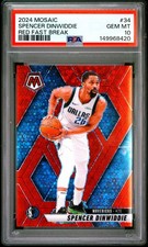 8420 Spencer Dinwiddie 2024 Panini Mosaic #34 Fast Break Red Mosaic /99 PSA 10