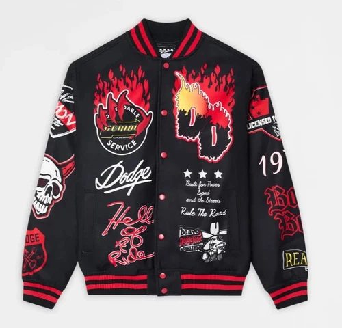 Dodge Demon Hellcat Varsity Bomber Jacket Black Men’s Size Large - New W Tags - product listing photo