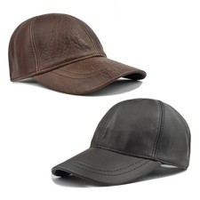 2 Pack Genuine Leather Baseball Cap Adjustable Unisex Casual Vintage Hat
