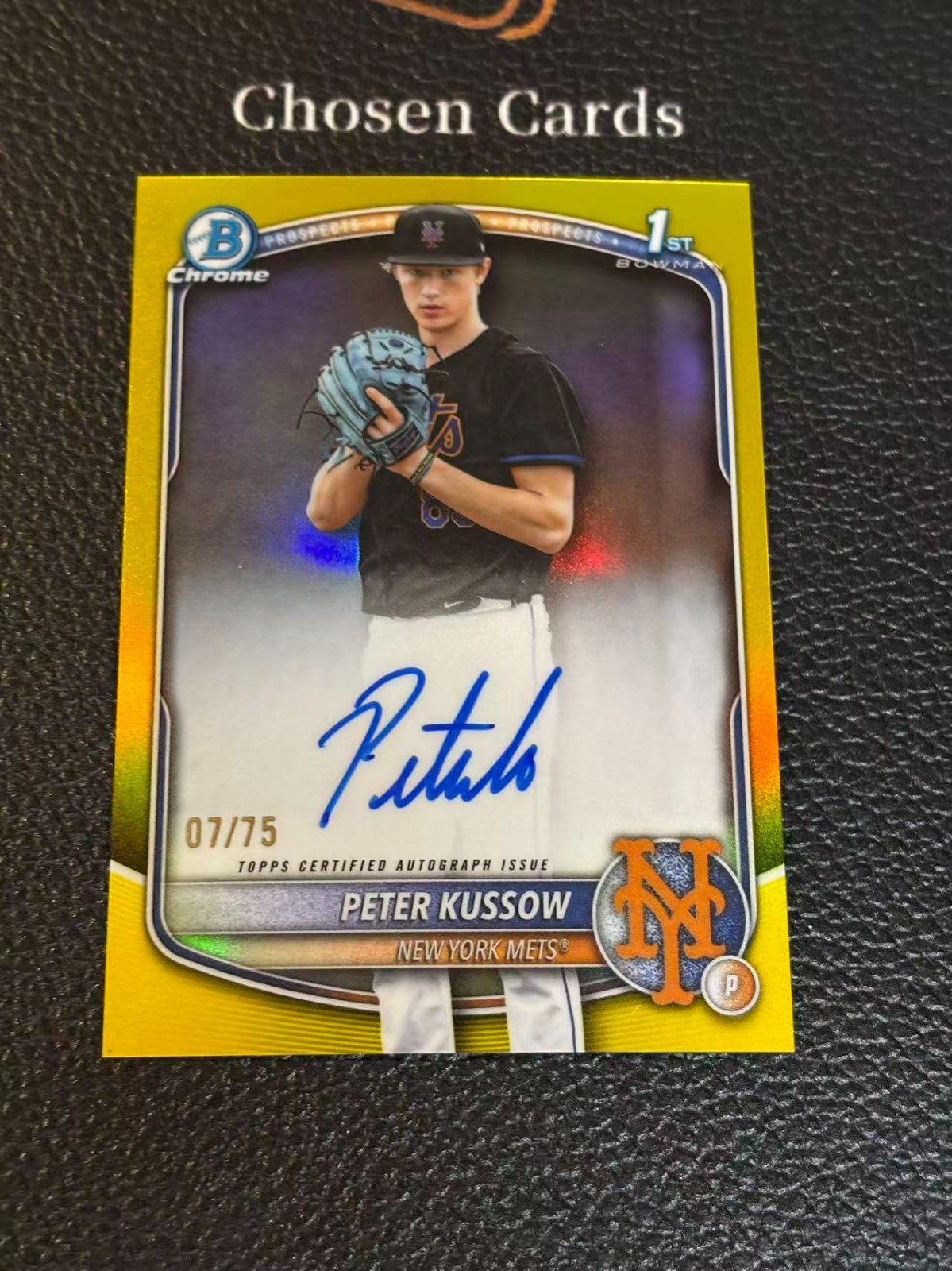 2025 Bowman Draft Peter Kussow Chrome Prospect Auto Yellow /75 GX33