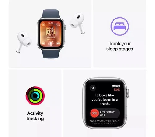 APPLE Watch SE (2023) - 40mm Silver Al Case and Winter Blue Sport Loop - Picture 2 of 6