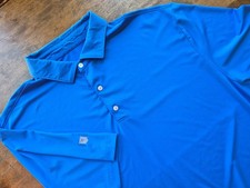Hickey Freeman Mens Lg Polo Shirt Royal Blue Short Sleeve Performance Logo Golf