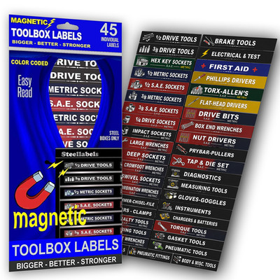 Magnetic Toolbox Labels for Tool Chest & Cabinets | Easy Read Organizer