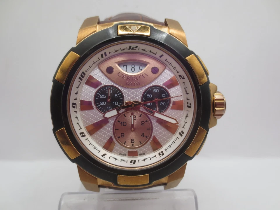 CERRUTI 1881 10078-1 DATE CHRONOGRAPH 45MM GOLDPLATED QUARTZ MENS WATCH - Image 2 of 4